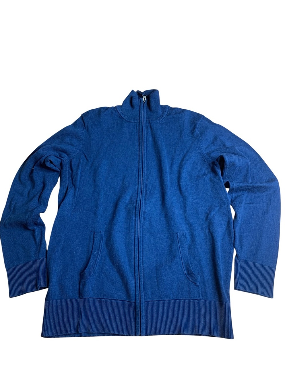 Denver Hayes "SOFT" Blue Full-Zip Knit Cardigan Sweater - XL